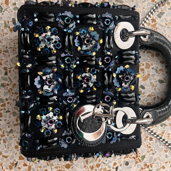 Dior Mini Lady Dior Python Limited Edition beaded swarovski bag - Picture 6 of 16